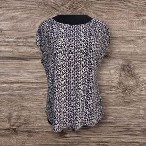 ⭐️Laura Petites Purple Leopard Print Relaxed Blouse with Short Sleeves Small